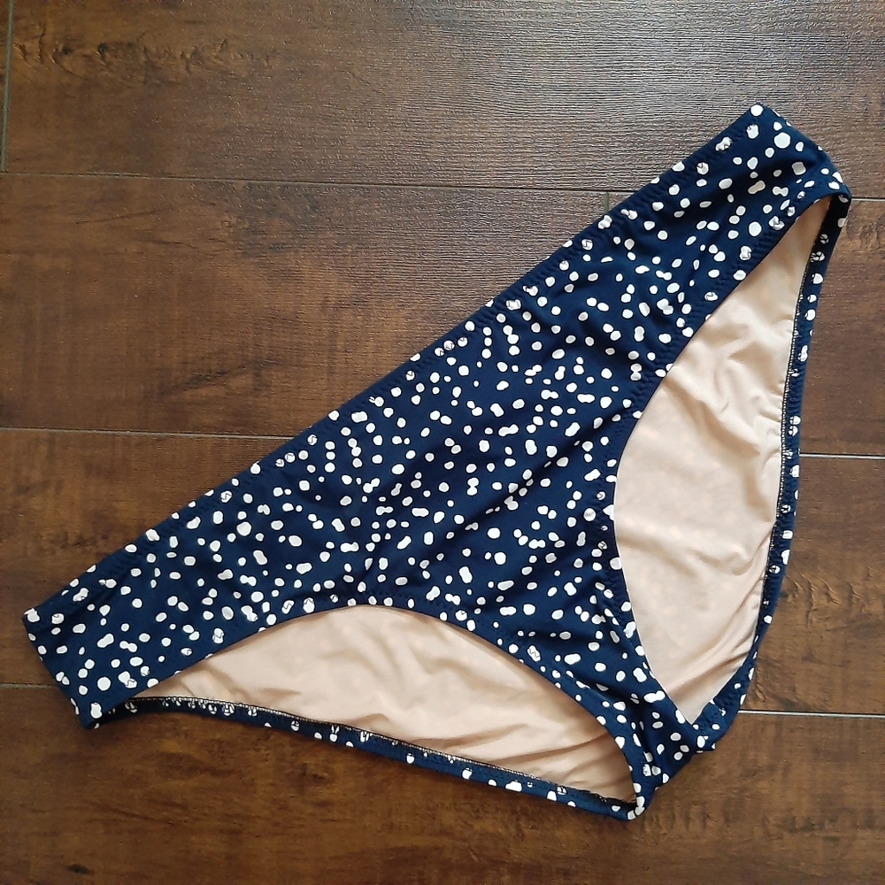 J.Crew Surf Hipster Bikini Bottoms Dot Print Sz L